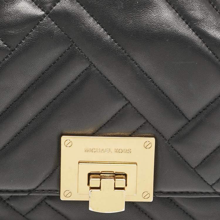 Pre Owned Michael Kors Black Quilted Leather Small Vivianne Flap Shoulder Bag