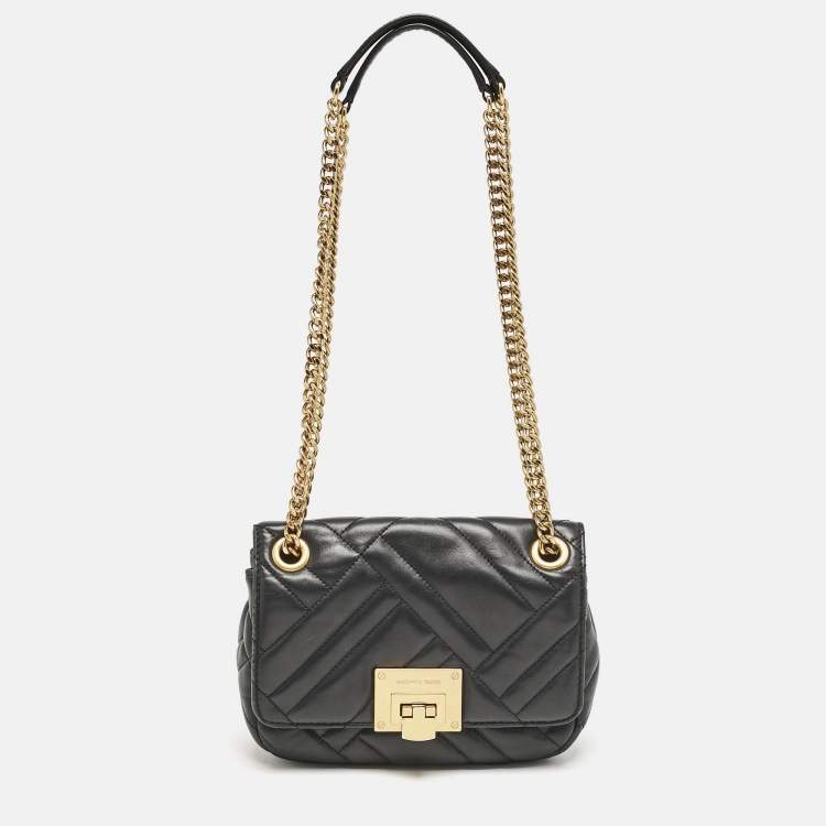 Pre Owned Michael Kors Black Quilted Leather Small Vivianne Flap Shoulder Bag