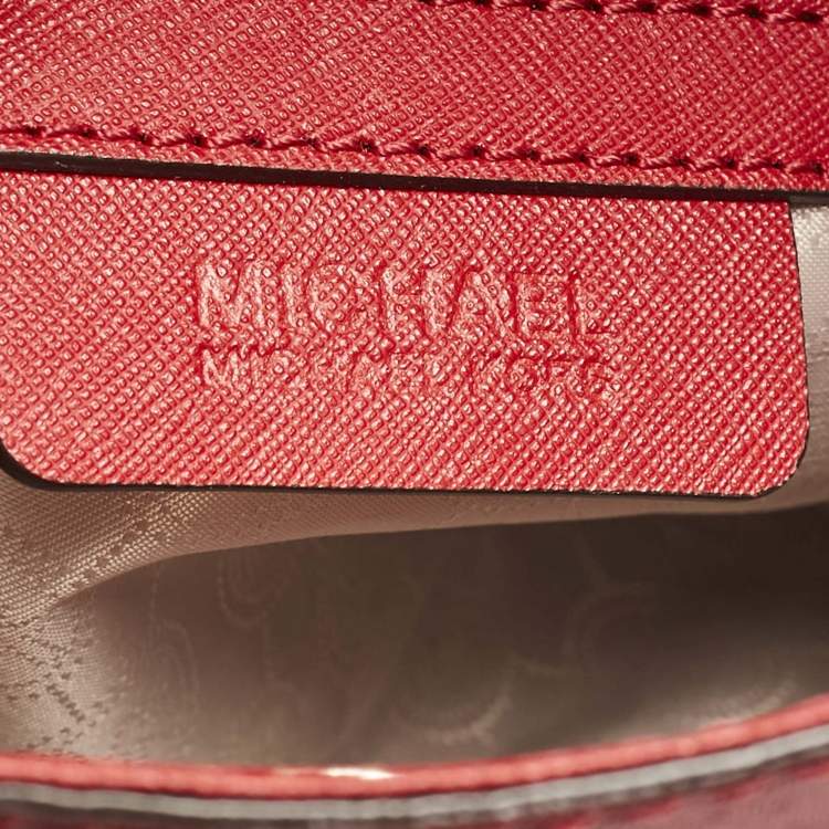 Pre Owned Michael Kors Red Leather Hamilton North South Tote