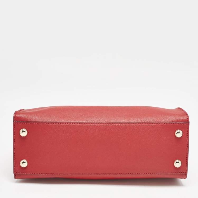 Pre Owned Michael Kors Red Leather Hamilton North South Tote