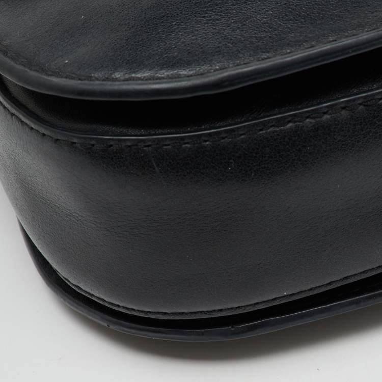 Pre Owned Michael Kors Black Leather Large Delfina Flap Saddle Bag