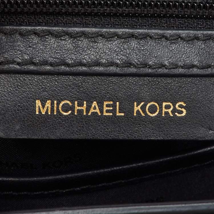 Pre Owned Michael Kors Black Leather Large Delfina Flap Saddle Bag