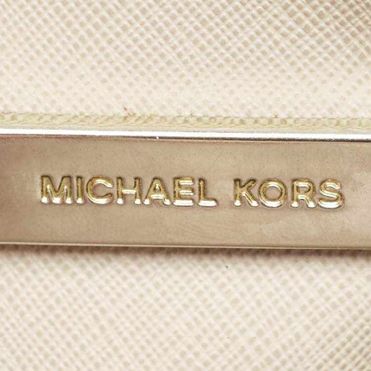 Pre Owned Michael Kors Cream Python Embossed Leather Small Mercer Tote