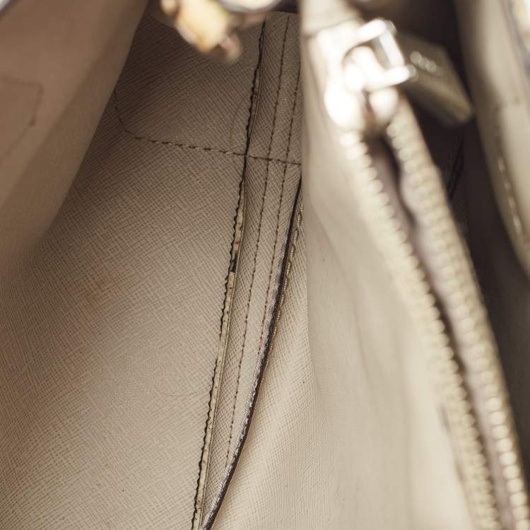 Pre Owned Michael Kors Cream Python Embossed Leather Small Mercer Tote