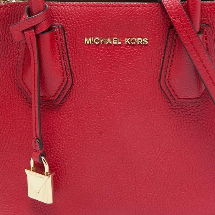Pre Owned Michael Kors Red Leather Small Mercer Tote