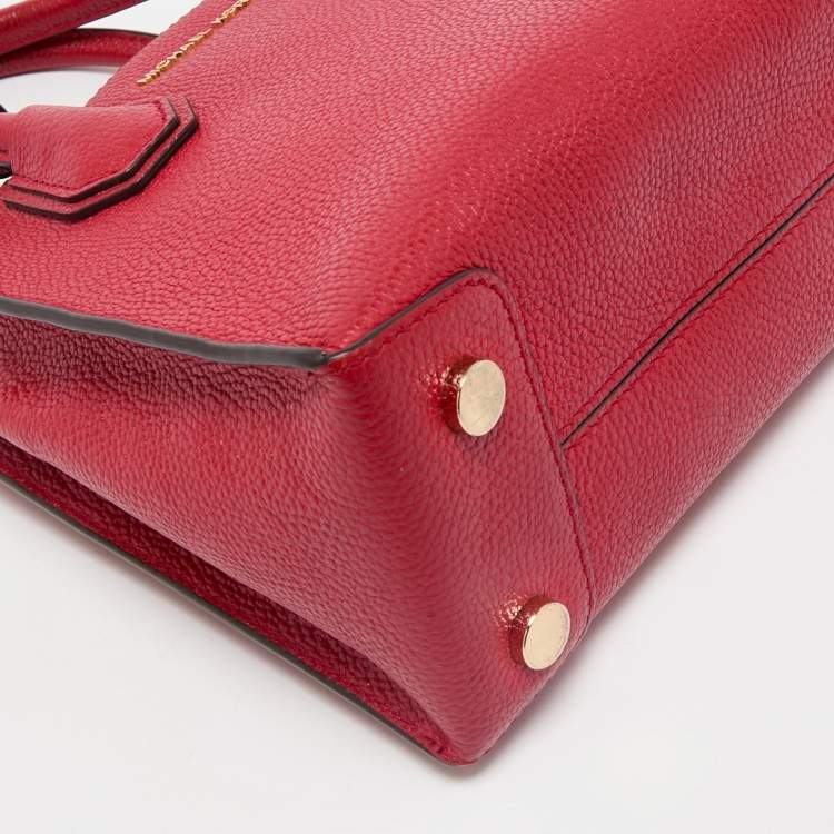 Pre Owned Michael Kors Red Leather Small Mercer Tote