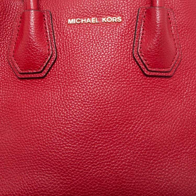 Pre Owned Michael Kors Red Leather Small Mercer Tote