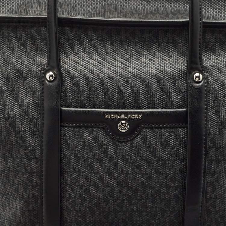 Pre Owned Michael Kors Black Signature Coated Canvas Large Beck Tote