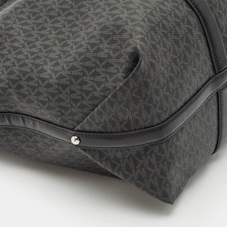 Pre Owned Michael Kors Black Signature Coated Canvas Large Beck Tote