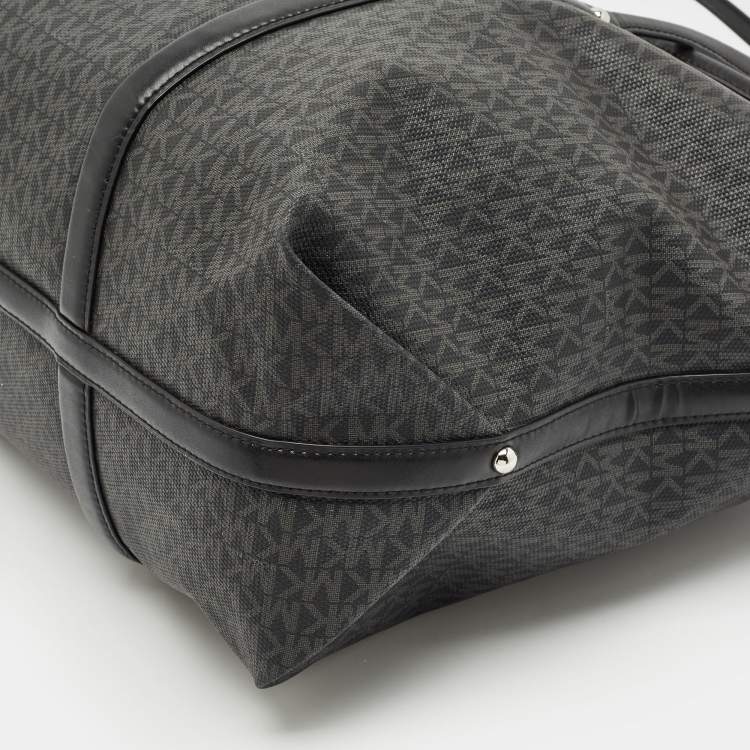 Pre Owned Michael Kors Black Signature Coated Canvas Large Beck Tote