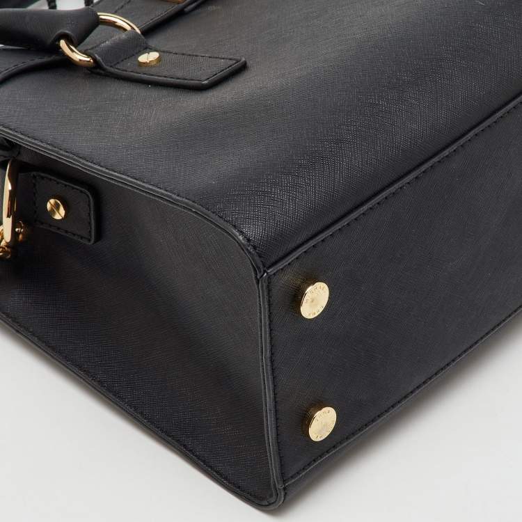 Pre Owned Michael Kors Black Saffiano Leather Medium Hamilton Tote
