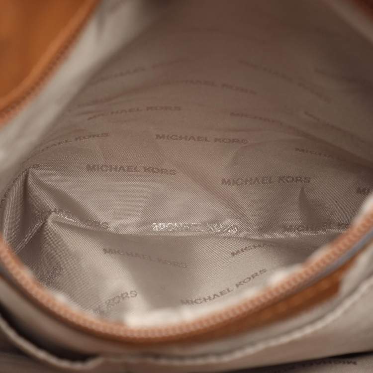 Pre Owned Michael Kors Brown Coated Canvas Jet Set Tote