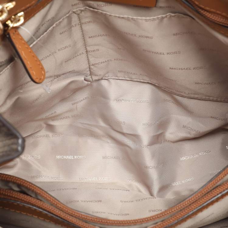 Pre Owned Michael Kors Brown Coated Canvas Jet Set Tote