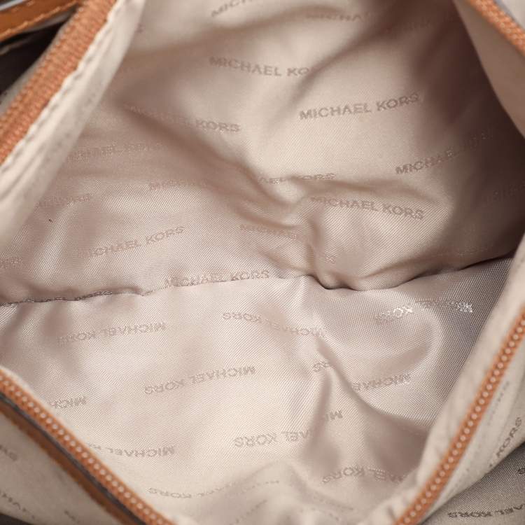 Pre Owned Michael Kors Brown Coated Canvas Jet Set Tote