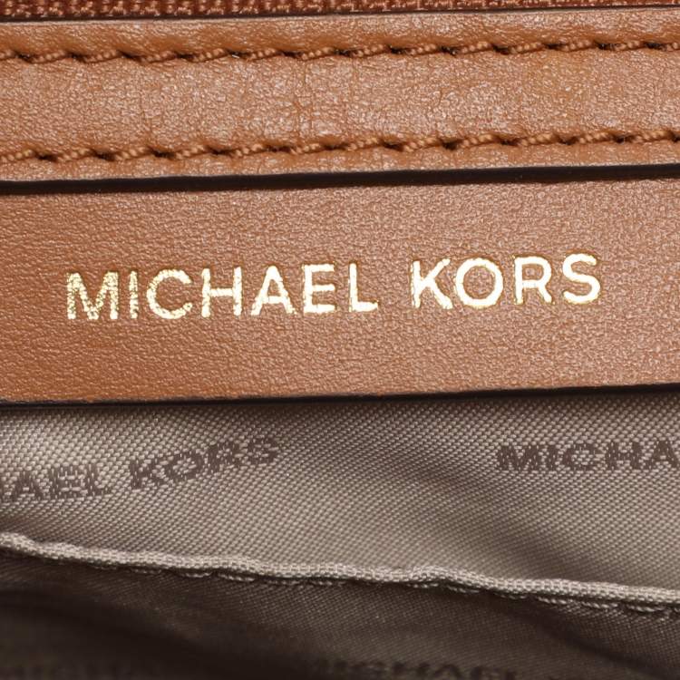 Pre Owned Michael Kors Brown Coated Canvas Jet Set Tote