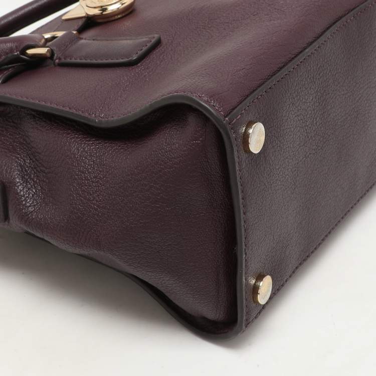 Pre Owned Michael Kors Purple Leather Hamilton Satchel