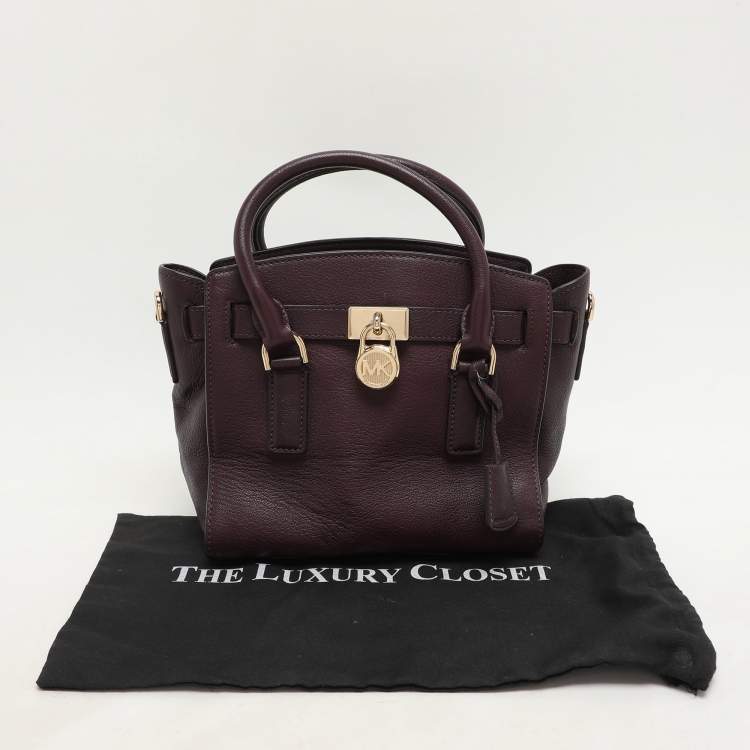 Pre Owned Michael Kors Purple Leather Hamilton Satchel