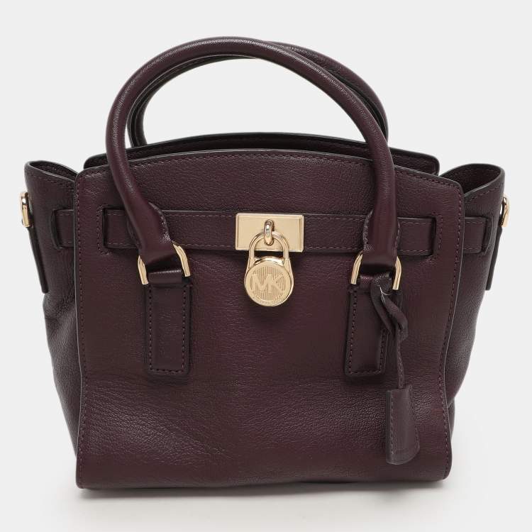 Pre Owned Michael Kors Purple Leather Hamilton Satchel