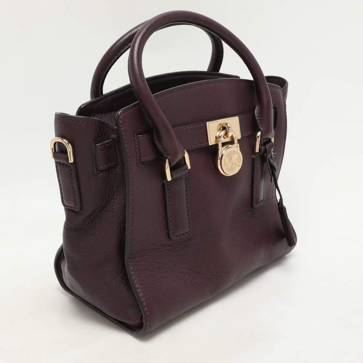 Pre Owned Michael Kors Purple Leather Hamilton Satchel