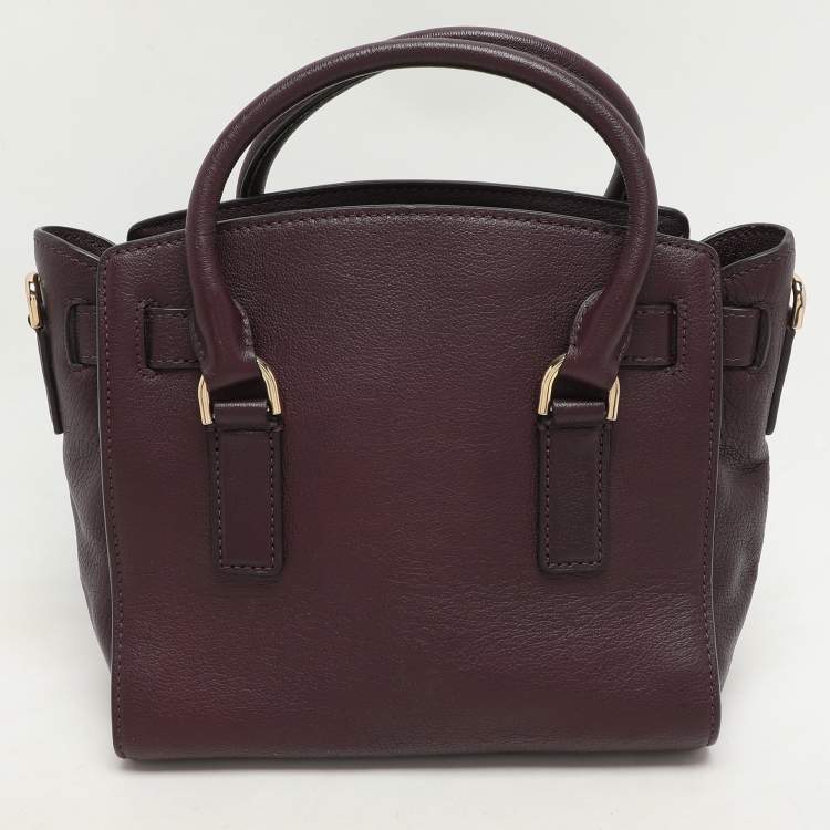 Pre Owned Michael Kors Purple Leather Hamilton Satchel