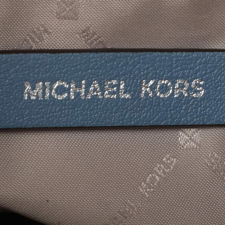 Pre Owned Michael Kors Blue Leather Studded Ellis Satchel