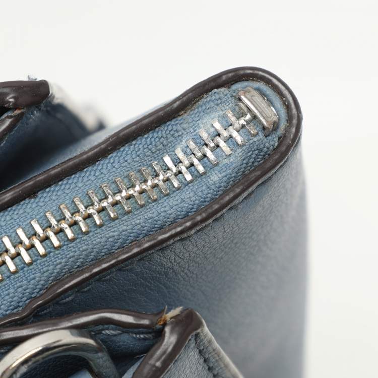 Pre Owned Michael Kors Blue Leather Studded Ellis Satchel