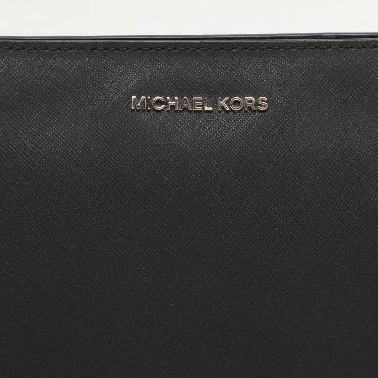 Pre Owned Michael Kors Black Leather Large Jet Set Travel Crossbody Bag