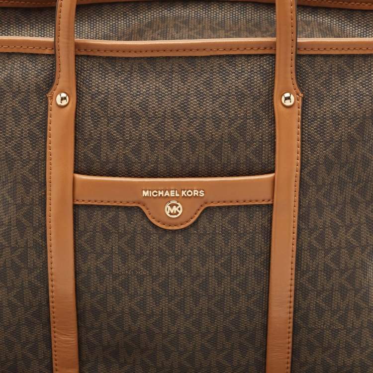 Pre Owned Michael Kors Brown Signature Coated Canvas Beck Tote