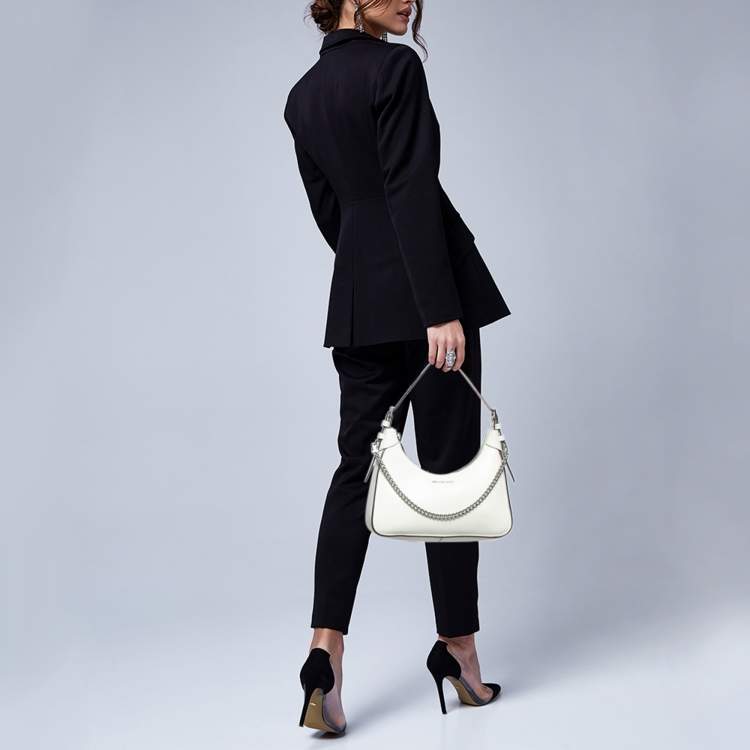 Pre Owned Michael Kors White Leather Wilma Shoulder Bag