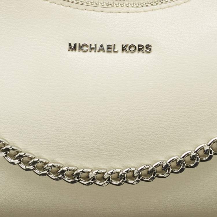 Pre Owned Michael Kors White Leather Wilma Shoulder Bag
