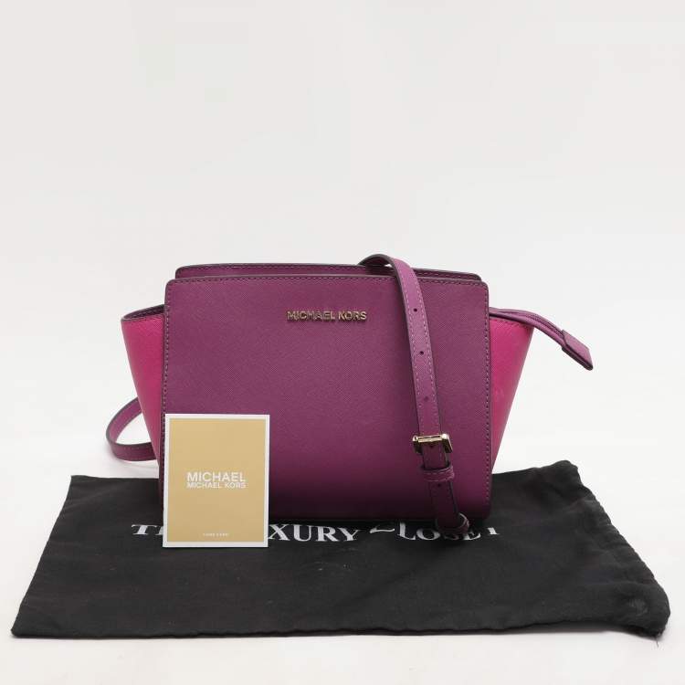 Pre Owned Michael Kors Purple/Pink Leather Small Selma Crossbody Bag