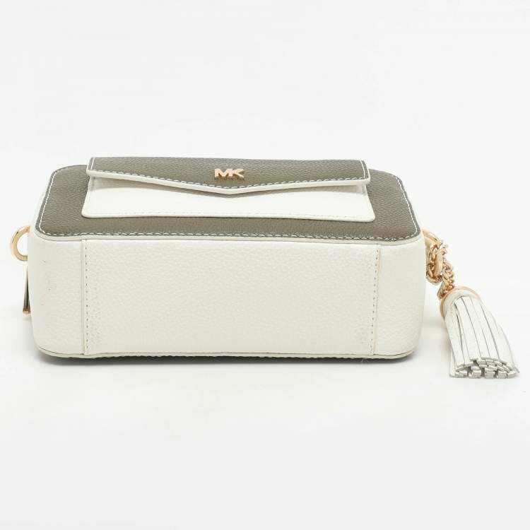 Pre Owned Michael Kors White/Olive Leather Maeve Crossbody Bag