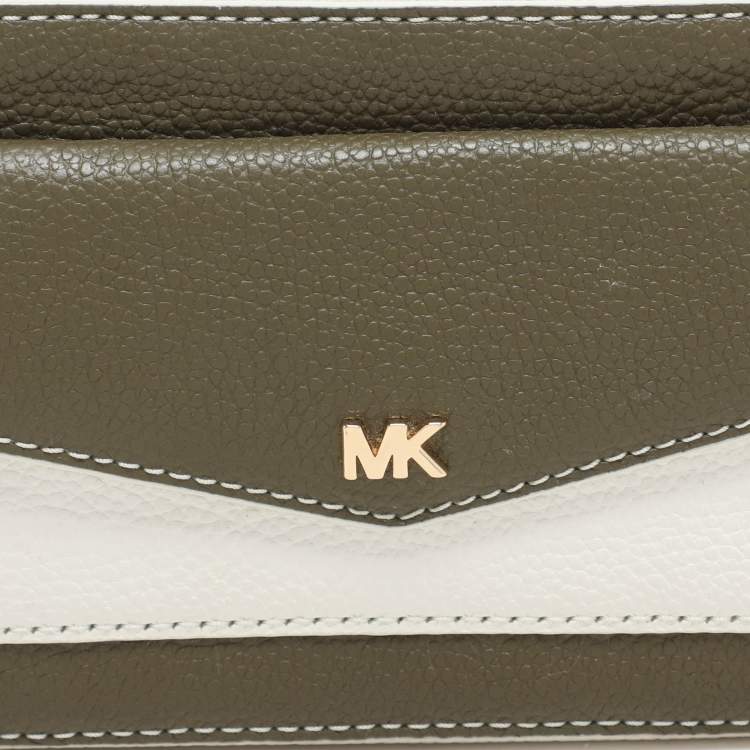 Pre Owned Michael Kors White/Olive Leather Maeve Crossbody Bag