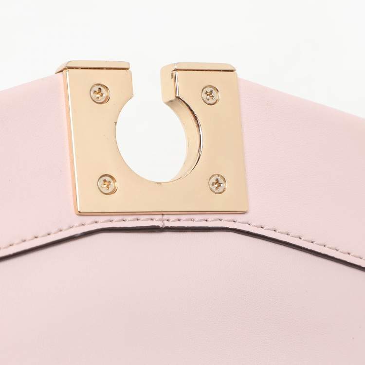 Pre Owned Michael Kors Brown/Pink Signature Coated Canvas And Leather Small Lita Crossbody Bag