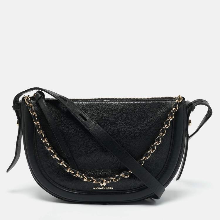 Pre Owned Michael Kors Black Leather Medium Jagger Shoulder Bag