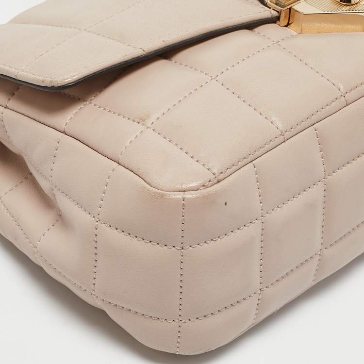 Pre Owned Michael Kors Light Pink Quilted Leather Large Soho Shoulder Bag