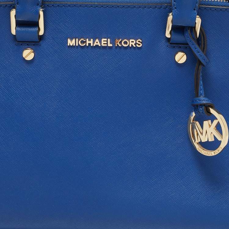 Pre Owned Michael Kors Blue Leather Medium Sutton Tote