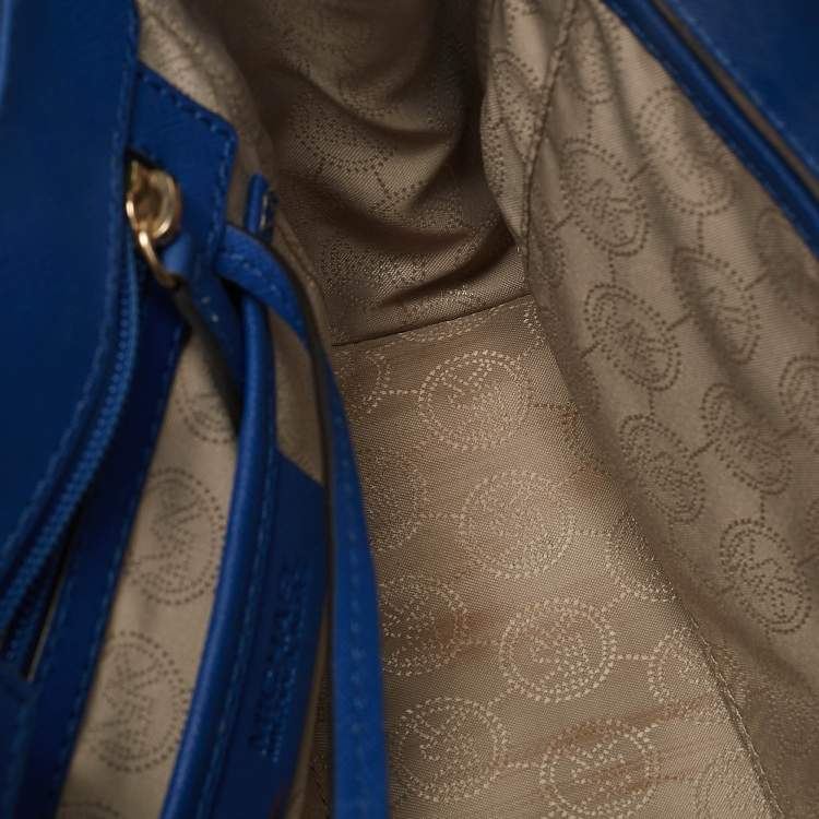 Pre Owned Michael Kors Blue Leather Medium Sutton Tote