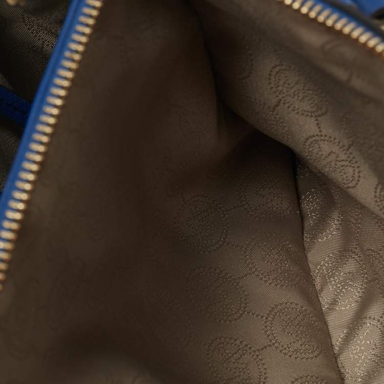 Pre Owned Michael Kors Blue Leather Medium Sutton Tote