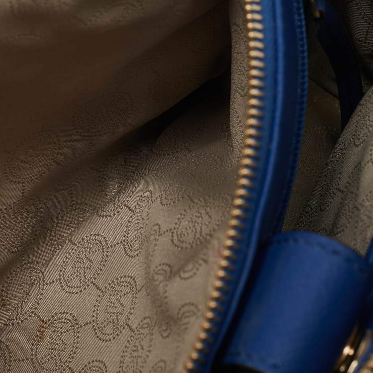 Pre Owned Michael Kors Blue Leather Medium Sutton Tote