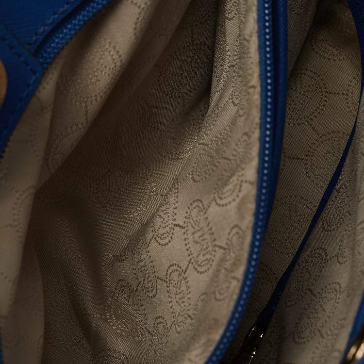 Pre Owned Michael Kors Blue Leather Medium Sutton Tote