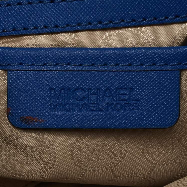 Pre Owned Michael Kors Blue Leather Medium Sutton Tote