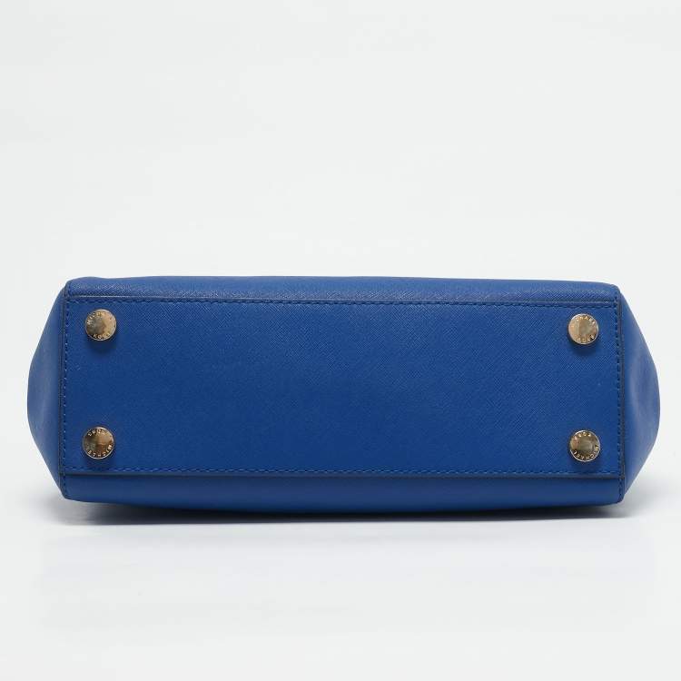 Pre Owned Michael Kors Blue Leather Medium Sutton Tote