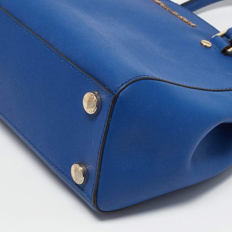 Pre Owned Michael Kors Blue Leather Medium Sutton Tote