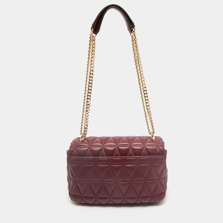 Pre Owned Michael Kors Burgundy Quilted Leather Sloan Chain Shoulder Bag