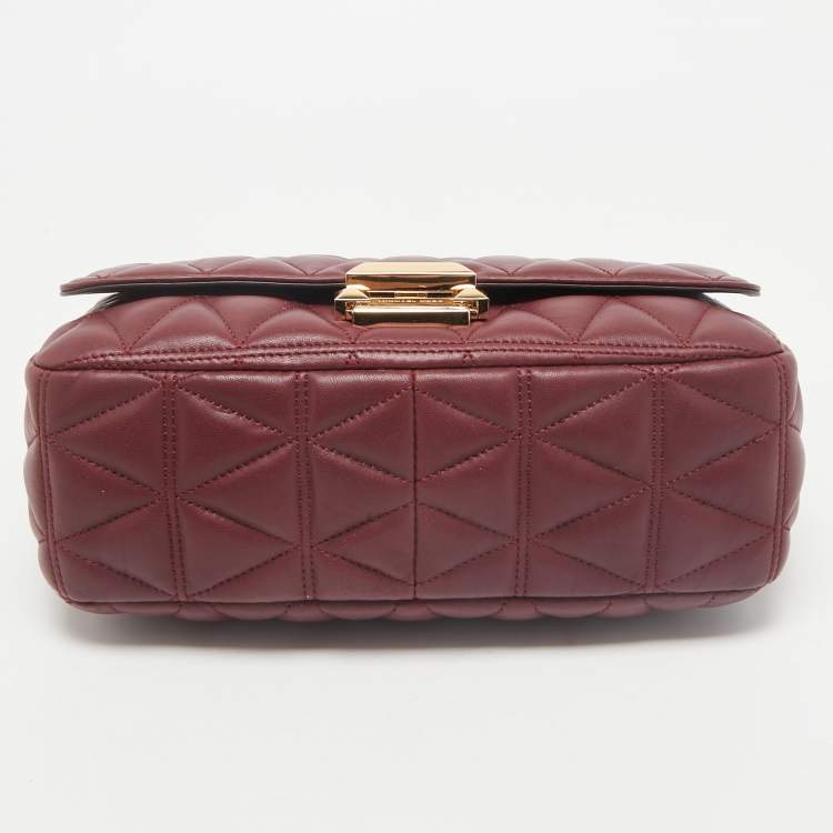 Pre Owned Michael Kors Burgundy Quilted Leather Sloan Chain Shoulder Bag