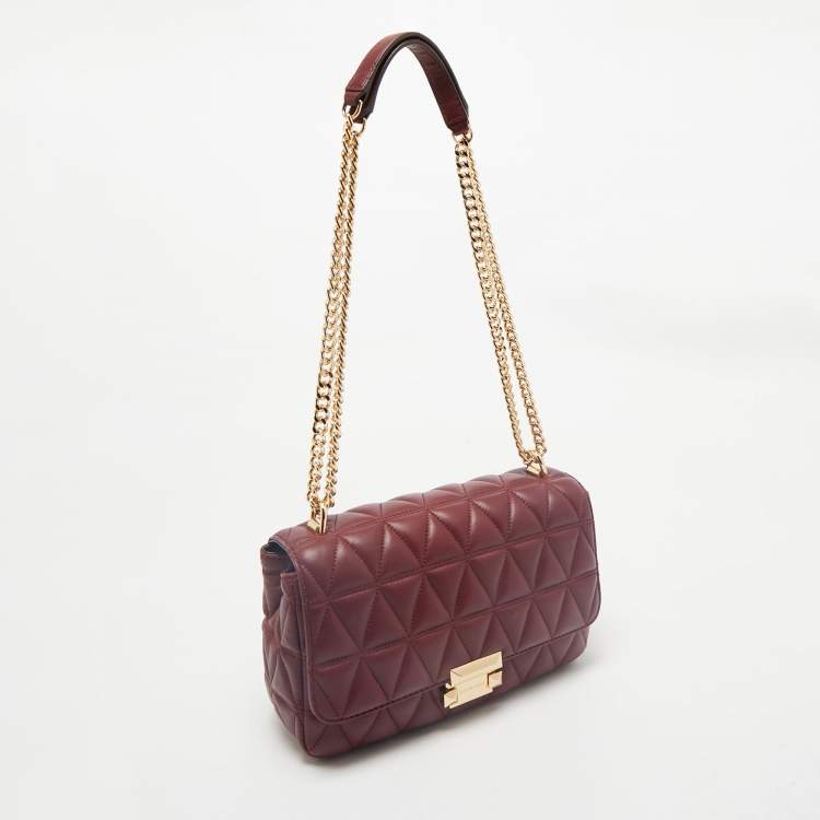 Pre Owned Michael Kors Burgundy Quilted Leather Sloan Chain Shoulder Bag