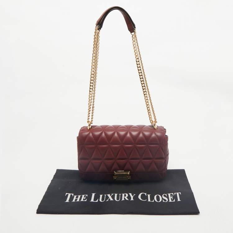 Pre Owned Michael Kors Burgundy Quilted Leather Sloan Chain Shoulder Bag