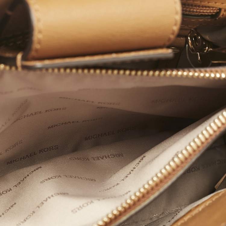 Pre Owned Michael Kors Brown Leather Sylvie Stud Shoulder Bag