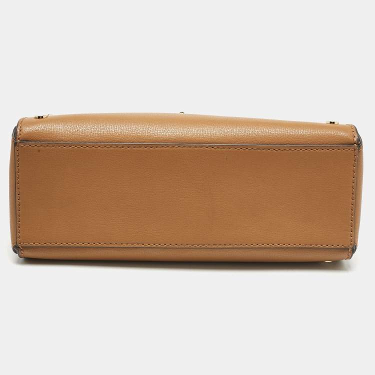 Pre Owned Michael Kors Brown Leather Sylvie Stud Shoulder Bag